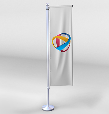 Drapeau droit pour une opération promotionnel.